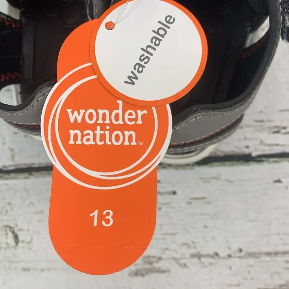 Wonder Nation Water Sandals Boys Fisherman Gray Red Hook‎ Loop [Size 13] 🆕